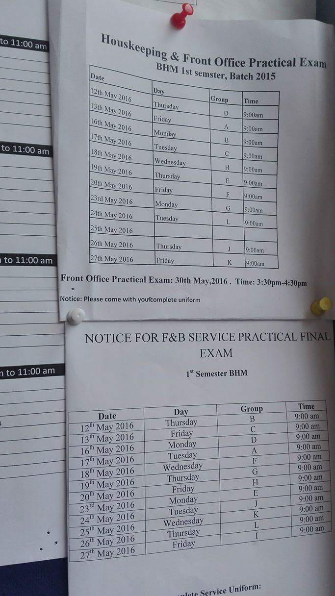 the schedule for final practical exam Frontoffice 1st Semester, see group G