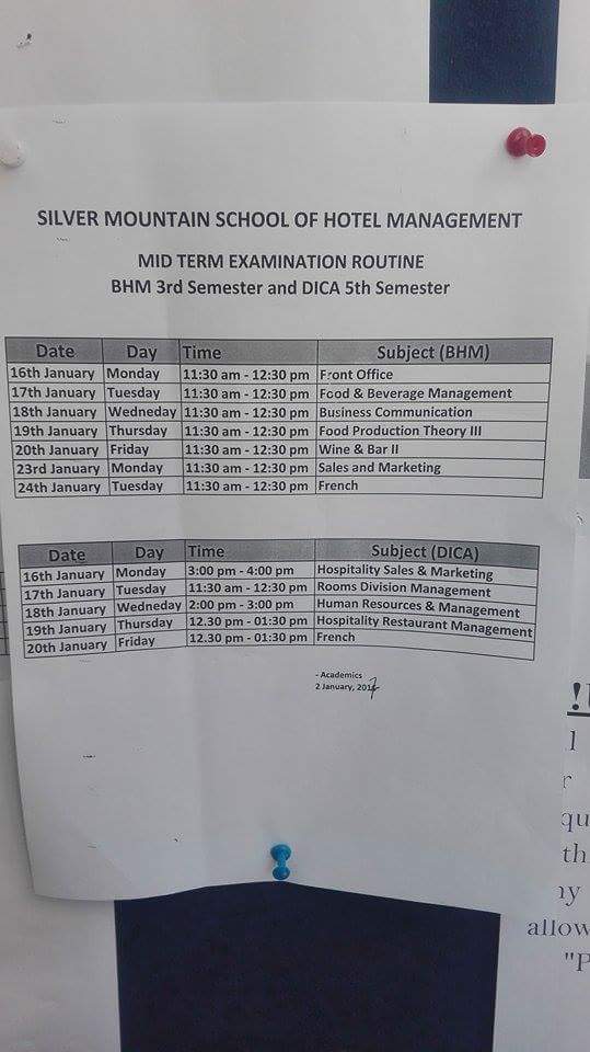 the scheme of 3rd semester midterm exams