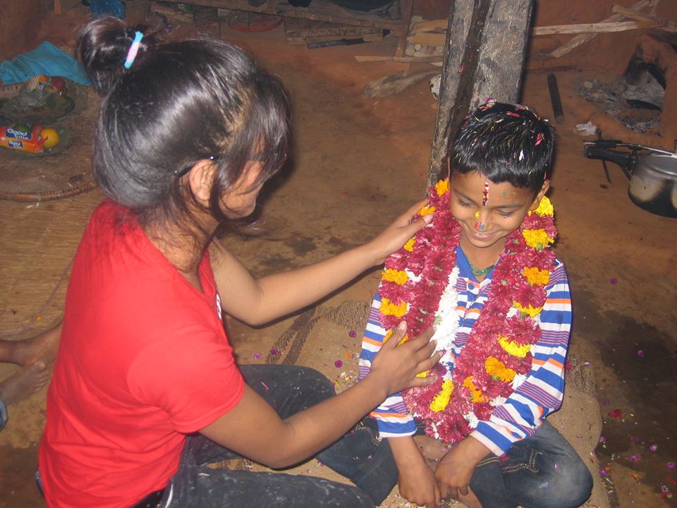 Tihar with Sara and her bro, October 27, 2014